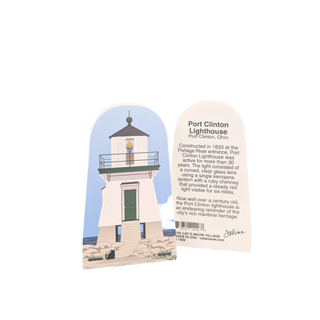 3/4" thick wooden replica with an Illustration of a lighthouse design on a white background