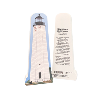 3/4" thick wooden replica with an Illustration of a lighthouse design on a white background