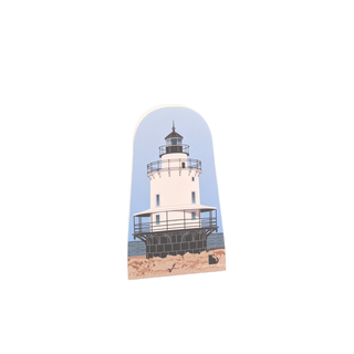 3/4" thick wooden replica with an Illustration of a lighthouse design on a white background