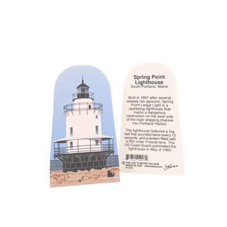 3/4" thick wooden replica with an Illustration of a lighthouse design on a white background