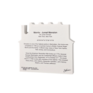 3/4" thick wooden cutout  about Morris-Jumel Mansion with text and branding details.