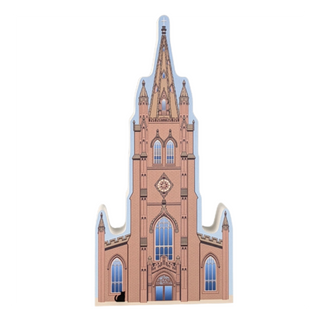 3/4" thick wooden cutout of a Gothic-style church tower with detailed architecture on a white background