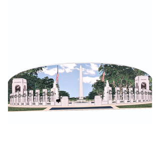 3/4" thick wooden illustration of a memorial and Washington monument
