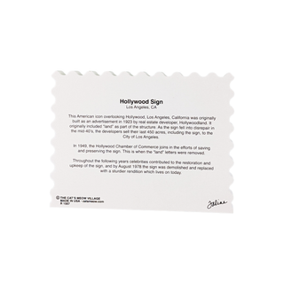 3/4" thick wooden Information card about the Hollywood Sign on a white background