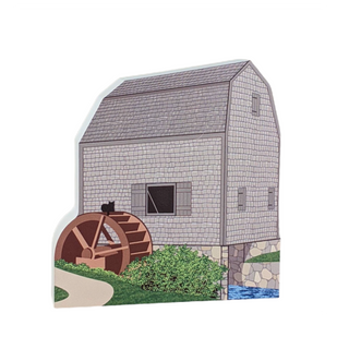 Wooden replica  of a water mill with a water wheel 
