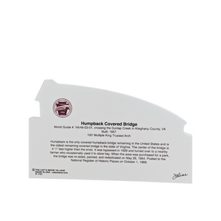 3/4" thick wooden cutout of a humpback covered bridge on a white background