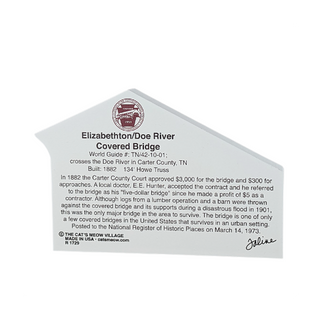 3/4" thick wooden cutout  about the Elizabethton/Doe River Covered Bridge on a white background