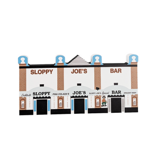 3/4" thick wooden illustration of Sloppy Joe's Bar with a white background