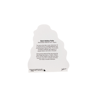 back of product with black text on white background about Dark Hollow Falls