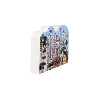 3/4" thick wooden Decorative model with a cityscape design on a white background
