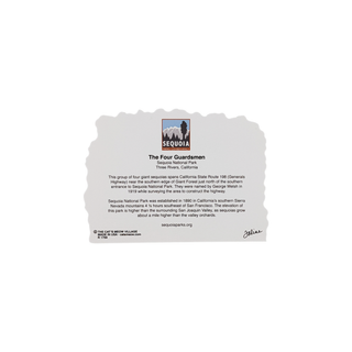 back of product with black text detailing the four guardsmen on a white background 