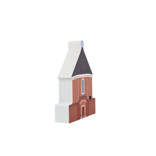 3/4" thick wooden replica with an illustration of a  tower, red brick facade, dark gray roof, and arched windows, shown on a plain white background.