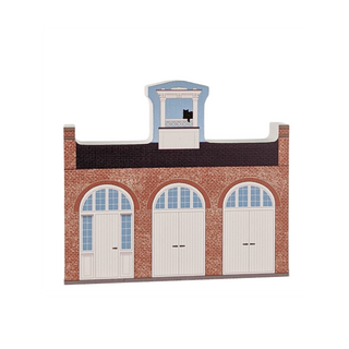3/4" thick wooden illustration of a building on a white background