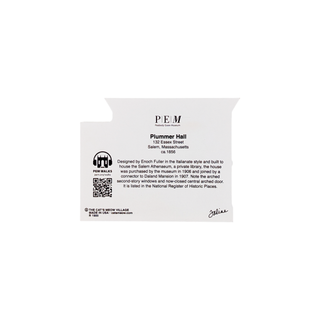 Back of product with description in black text on a white background about the Plummer Hall 