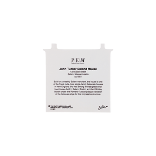 back of product with description of product in black text on white background about the john tucker daland house 