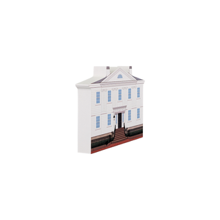 3/4" wooden replica with an illustration of a white house