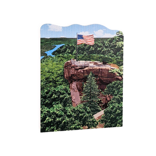 3/4" thick wooden illustration of chimney rock on a white background