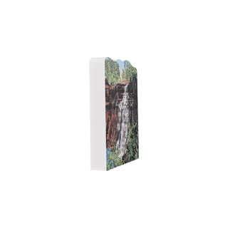 3/4" thick wooden illustration of a waterfall on a white background