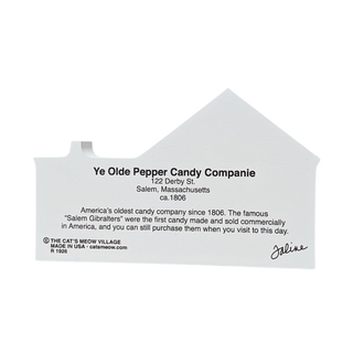 3/4" thick wooden replica of Ye Olde Pepper Candy Company on a white background
