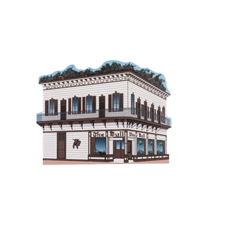 3/4" thick wooden decorative model of a building with intricate details