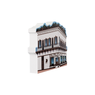 3/4" thick wooden decorative model of a building with intricate details