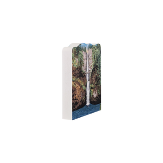 3/4" wooden cut out replica of an illustration waterfall design on a white background