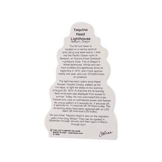 back of product with text detailing Yaquna Head Lighthouse, featuring a white background.