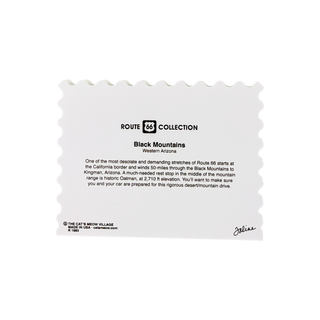 3/4" thick wooden postcard for 'Black Mountains' from Route 66 Collection on a white background