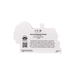 3/4" thick wooden house with text and QR code on a white background