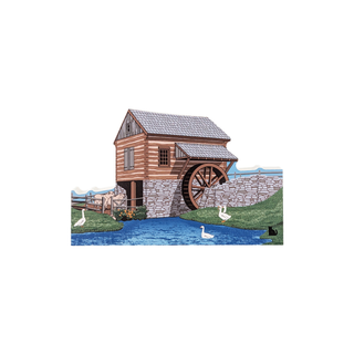 3/4" thick wooden Model of a watermill 