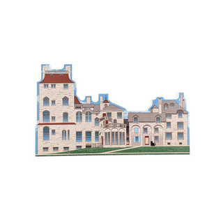3/4" thick wooden Illustration of Fonthill with multiple towers and windows.