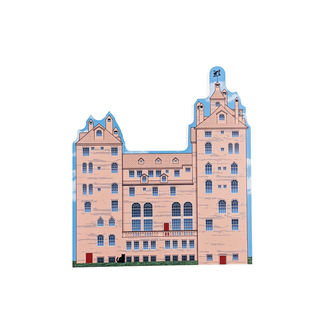 3/4" thick wooden Illustration of Mercer museum on a white background