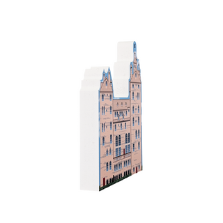 3/4" thick wooden Illustration of Mercer museum on a white background