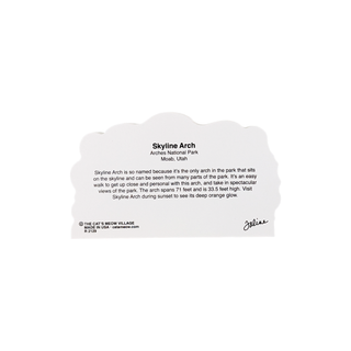 3/4" thick wooden illustration of a scenic view of a desert landscape with rock formations and blue sky.