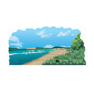 3/4" thick wooden illustration of a shore line on a white background