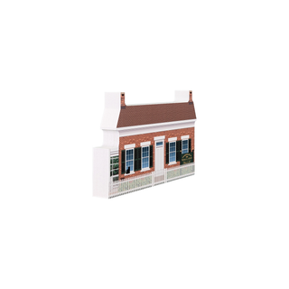3/4" thick wooden illustration of a brick home on a white background