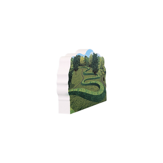 3/4" thick wooden illustration of the Serpent Mound on a white background