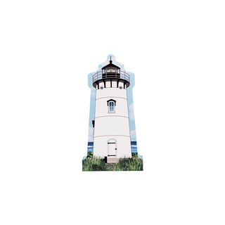 3/4" thick wooden replica with an Illustration of a lighthouse design on a white background