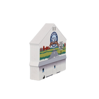 3/4" thick wooden barn illustration with America 250 Ohio logo