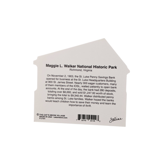 back of product with description  about Maggie L. Walker National Historic Park on a white background