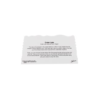 back of product that is talking about Crater Lake in Crater lake national park, oregon with it's history 