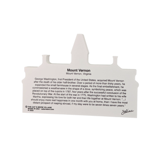 3/4" thick wooden Mount Vernon-shaped product with text on a white background