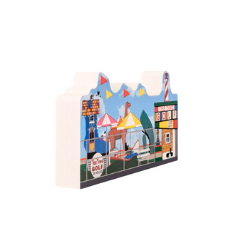 3/4" thick wooden illustration of mini golf on a white background