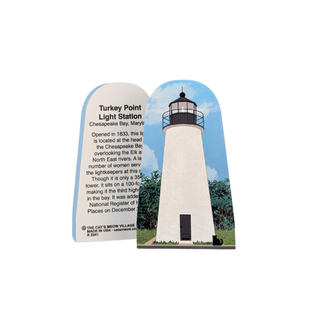 3/4" thick wooden replica with an Illustration of a lighthouse design on a white background