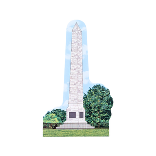 3/4" thick wooden replica with an illustration of the Washington Monument, featuring a light gray stone obelisk, green trees, and a blue sky background, isolated on a white backdrop.