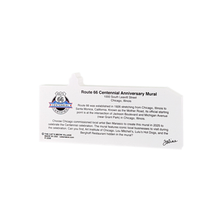 3/4" thick wooden model with Route 66 Centennial Anniversary Mural information on a white background