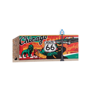 3/4" thick wood model with Route 66 and Chicago-themed design on a white background