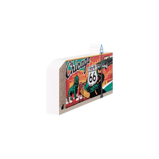 3/4" thick wooden Chicago Route 66-themed decorative item on a white background