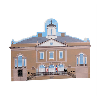 3/4" thick wooden Model of a building on a white background