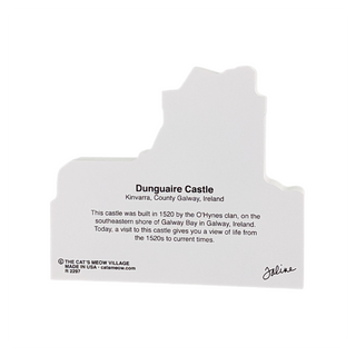 3/4" thick wooden cutout of  castle-shaped object with text on a white background
